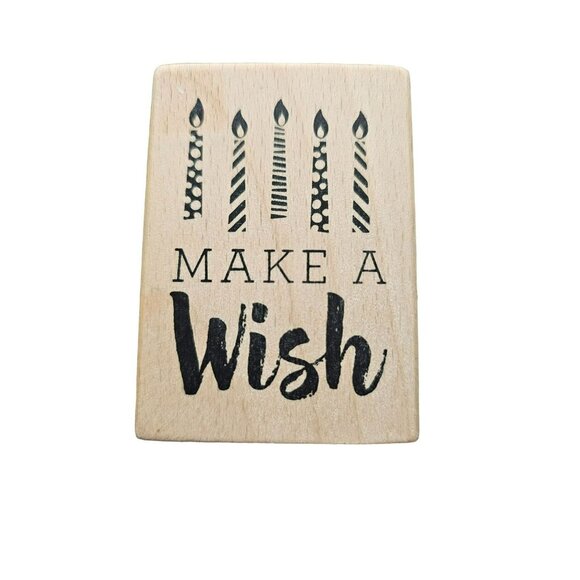 Cat & Chloe Wood Rubber Stamp "Make A Wish" Birthday Candle Design‎ - Picture 1 of 4